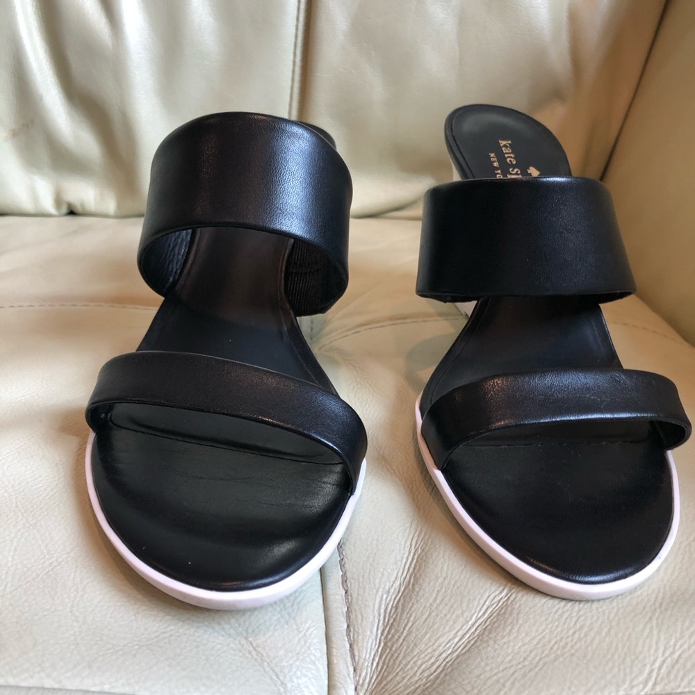 Kate Spade Black White Abilene wedge sandal